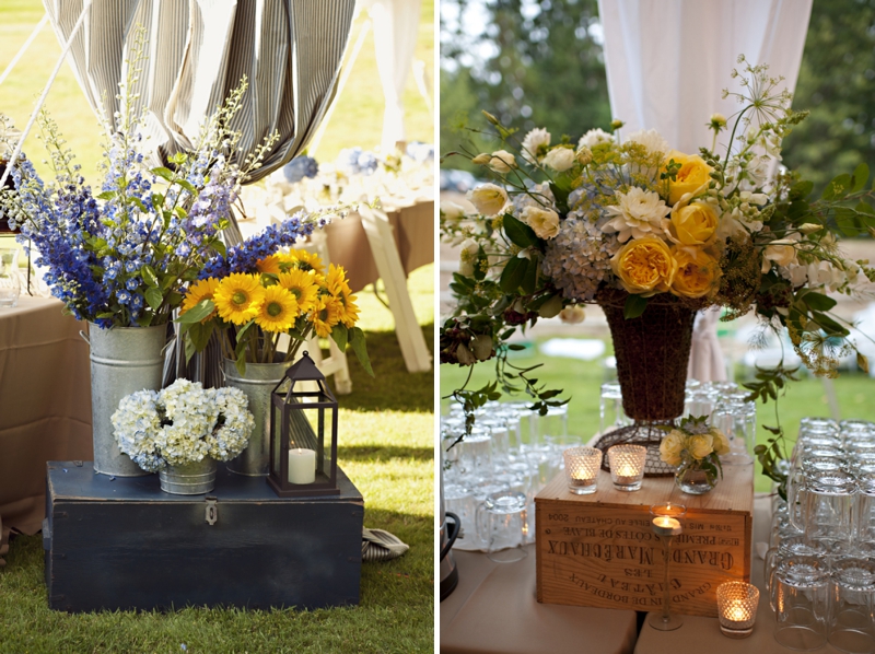 A Blue and Yellow Washington Backyard Wedding via TheELD.com
