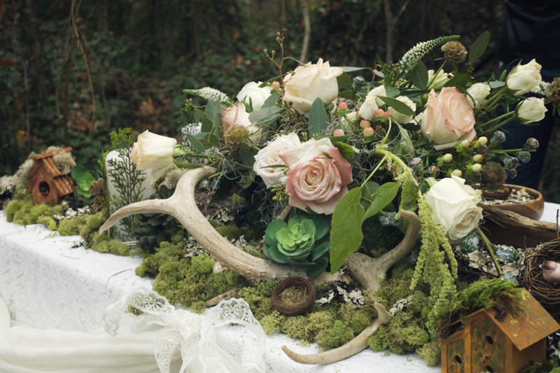 Romantic Nature Inspired Snow White Wedding Inspiration via TheELD.com