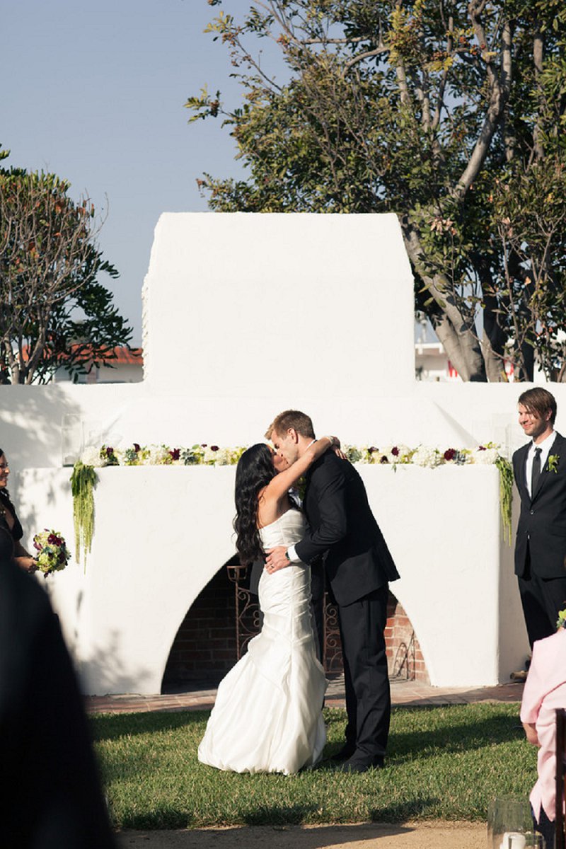 Classic Black, White, and Burgundy California Wedding via TheELD.com