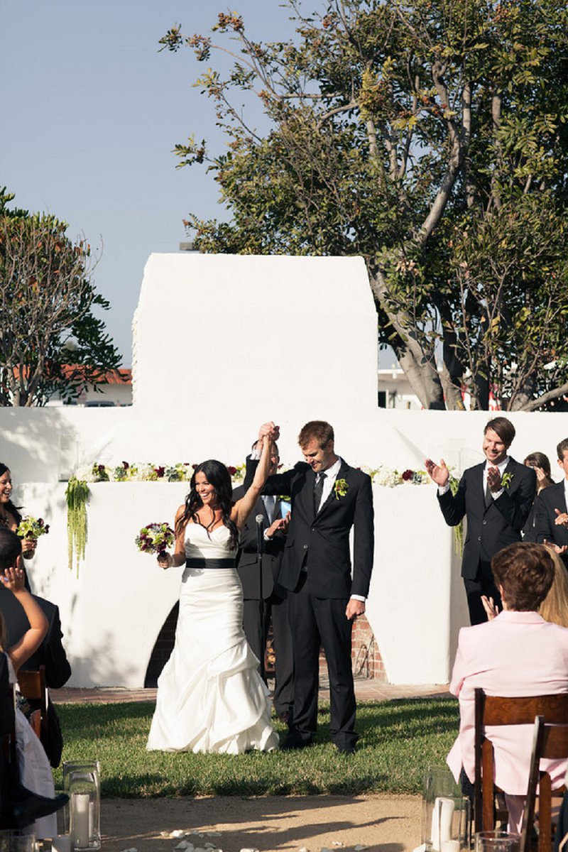 Classic Black, White, and Burgundy California Wedding via TheELD.com