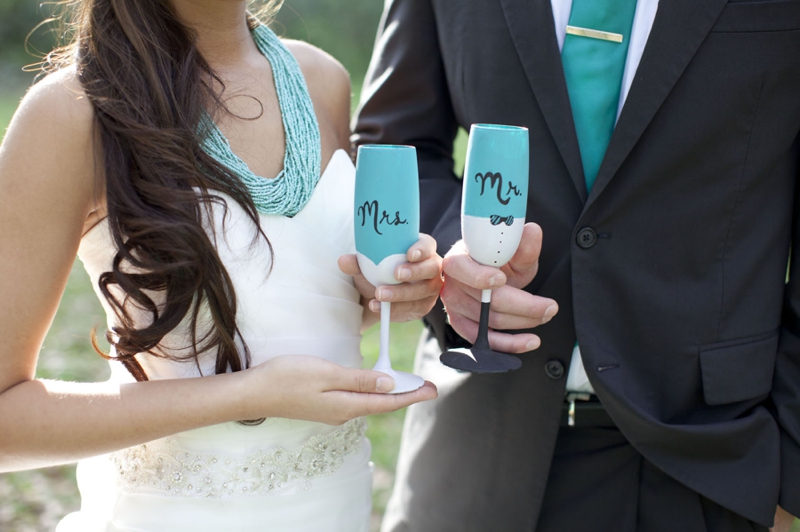 Aqua, Black, and White Wedding Inspiration via TheELD.com