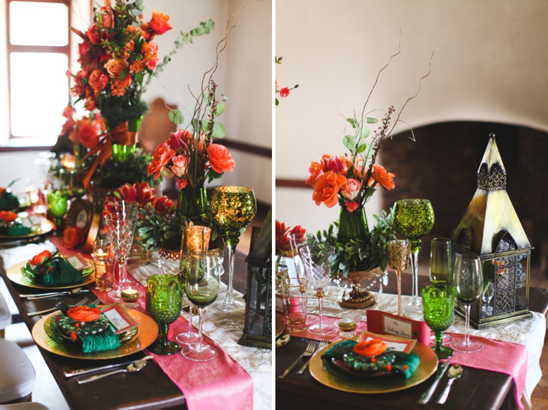 Chic Emerald and Orange Wedding Inspiration via TheELD.com