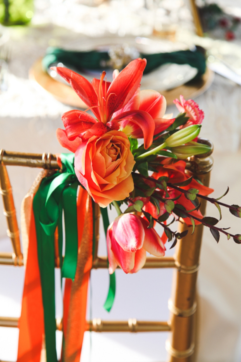 Chic Emerald and Orange Wedding Inspiration via TheELD.com