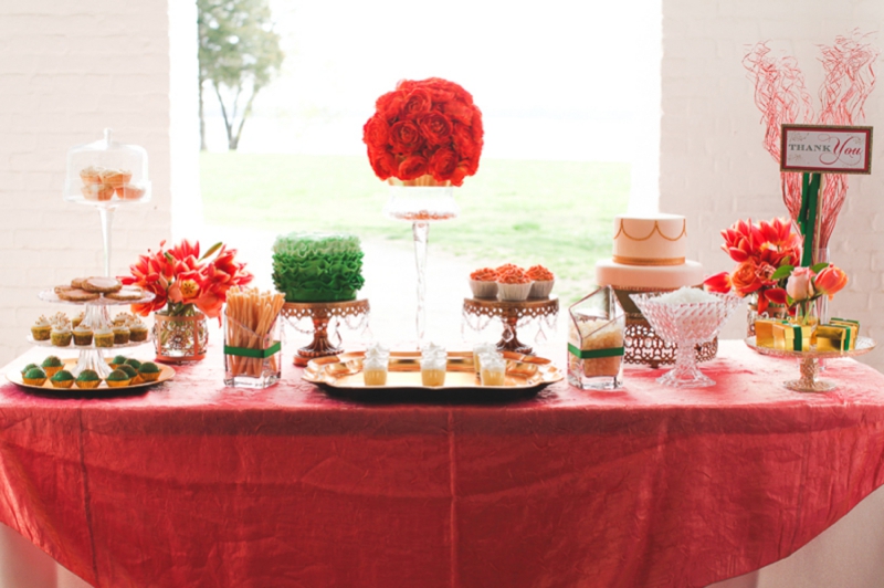 Chic Emerald and Orange Wedding Inspiration via TheELD.com