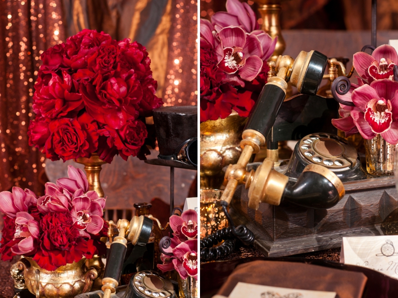 Steampunk Red and Copper Wedding Inspiration via TheELD.com