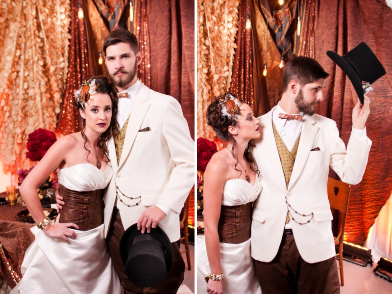 Steampunk Red and Copper Wedding Inspiration via TheELD.com