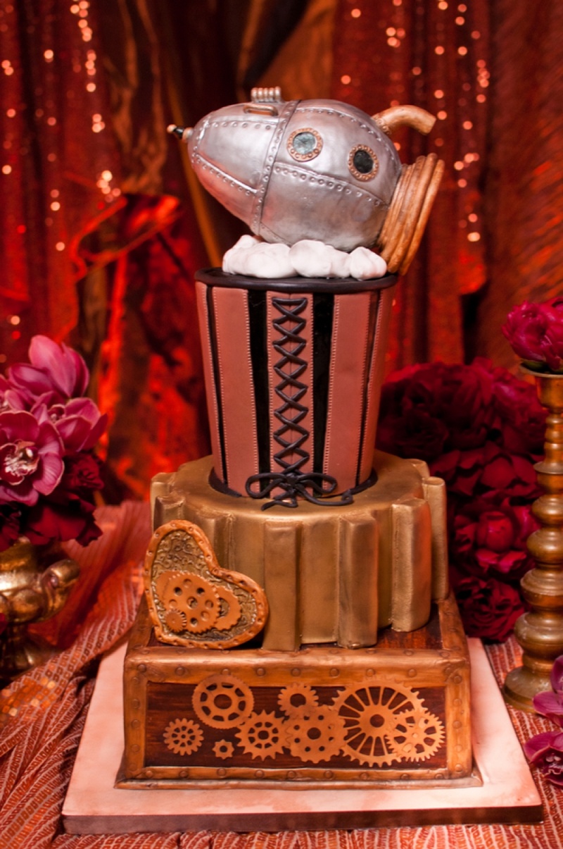 Steampunk Red and Copper Wedding Inspiration via TheELD.com