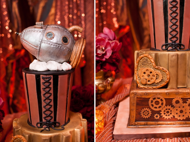 Steampunk Red and Copper Wedding Inspiration via TheELD.com