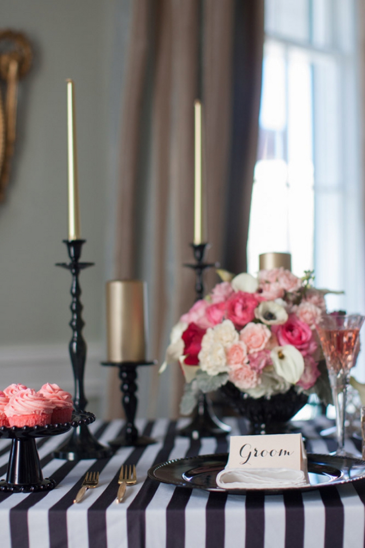 Modern Black, Pink and Gold Wedding Inspiration via TheELD.com