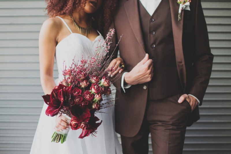 Modern Red Industrial Wedding Inspiration via TheELD.com