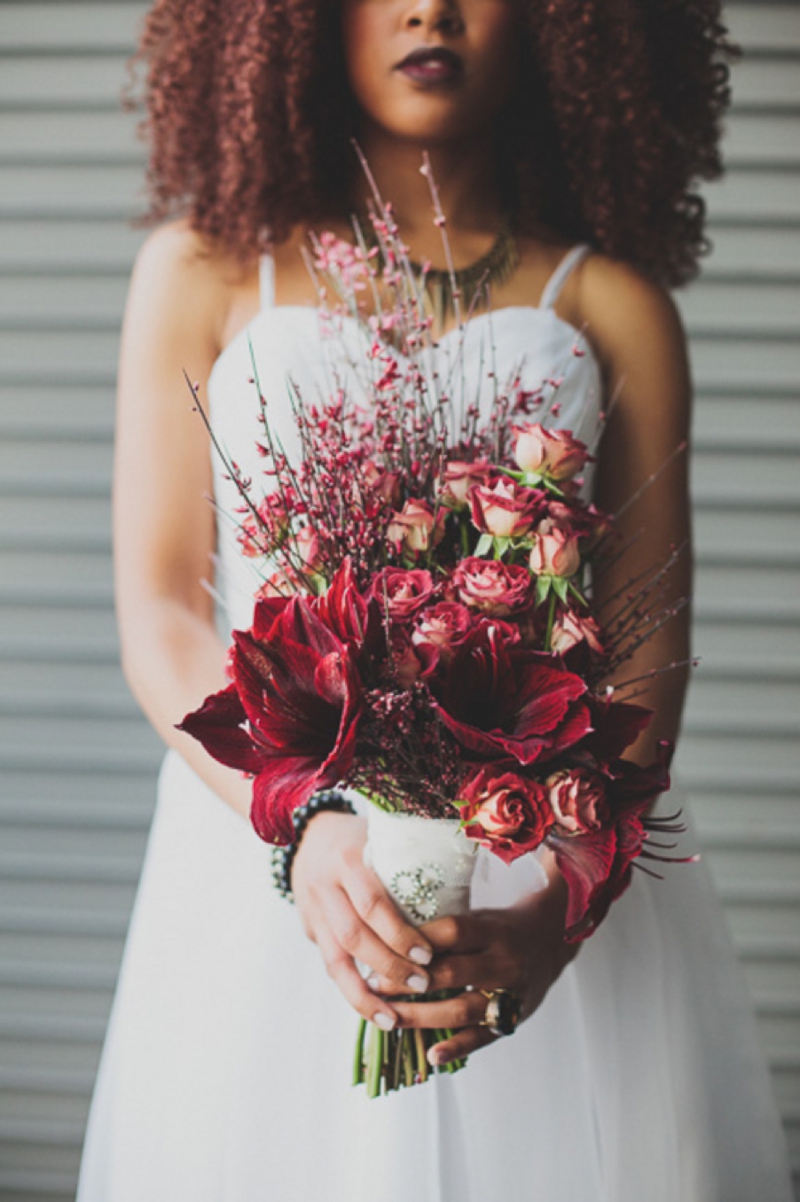 Modern Red Industrial Wedding Inspiration via TheELD.com