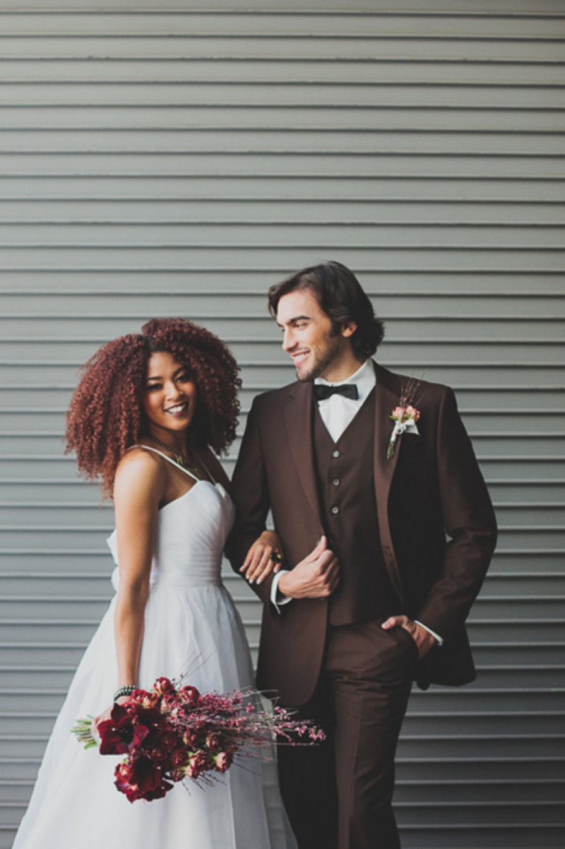 Modern Red Industrial Wedding Inspiration via TheELD.com