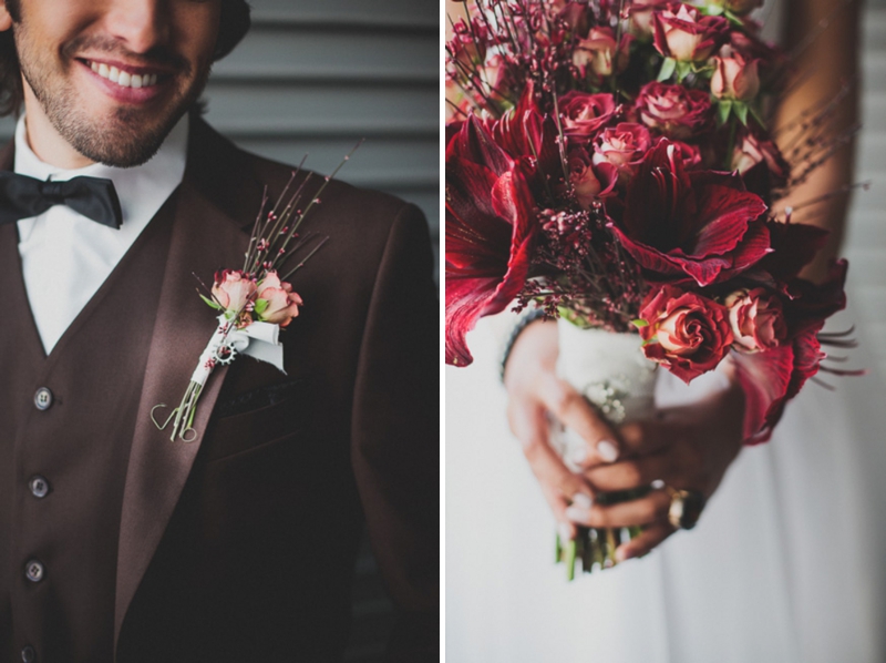 Modern Red Industrial Wedding Inspiration via TheELD.com