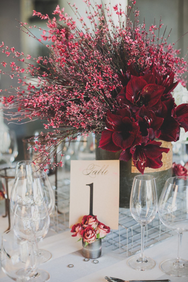 Modern Red Industrial Wedding Inspiration via TheELD.com