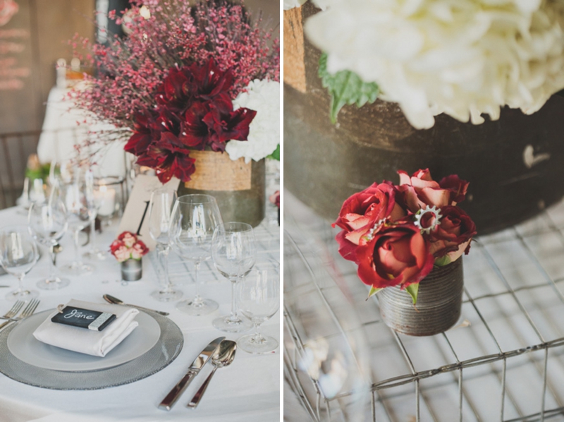 Modern Red Industrial Wedding Inspiration via TheELD.com