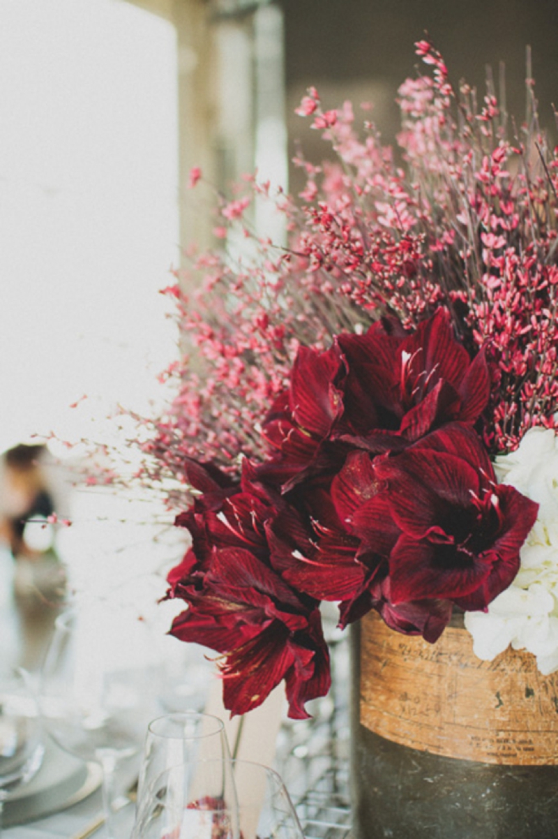 Modern Red Industrial Wedding Inspiration via TheELD.com