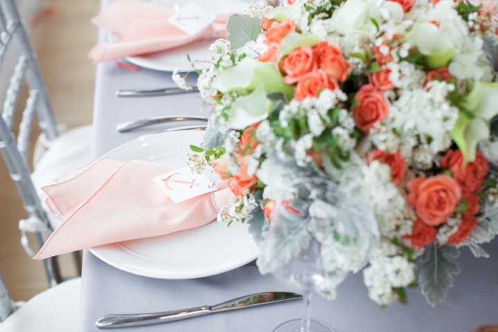 Modern Nautical Peach and Gray Wedding Inspiration via TheELD.com