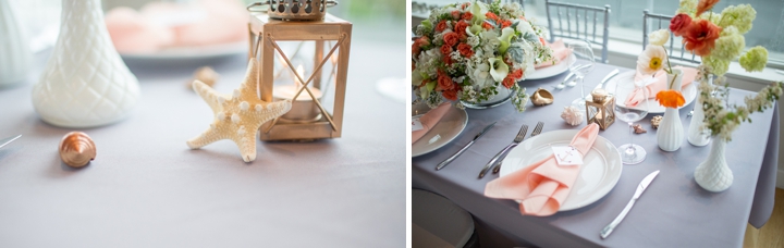 Modern Nautical Peach and Gray Wedding Inspiration via TheELD.com