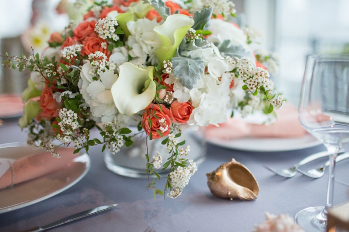 Modern Nautical Peach and Gray Wedding Inspiration via TheELD.com