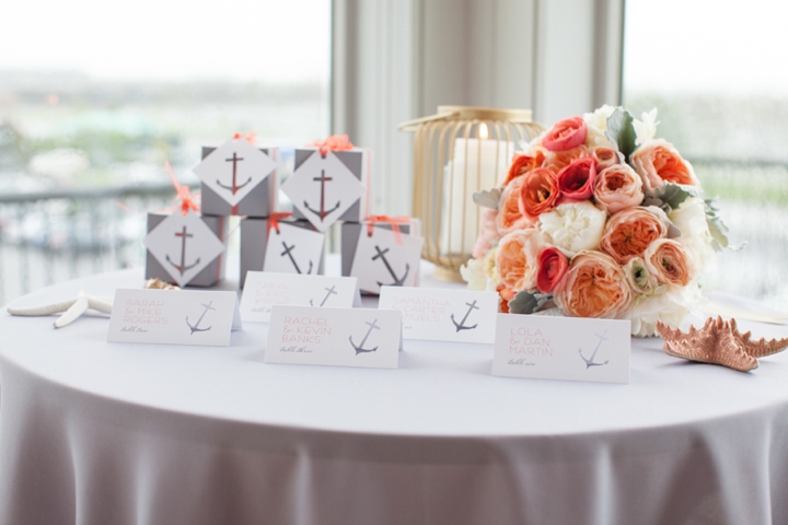 Modern Nautical Peach and Gray Wedding Inspiration via TheELD.com