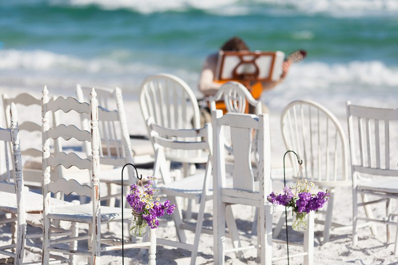 Purple and Gray Boho Chic Beach Wedding via TheELD.com