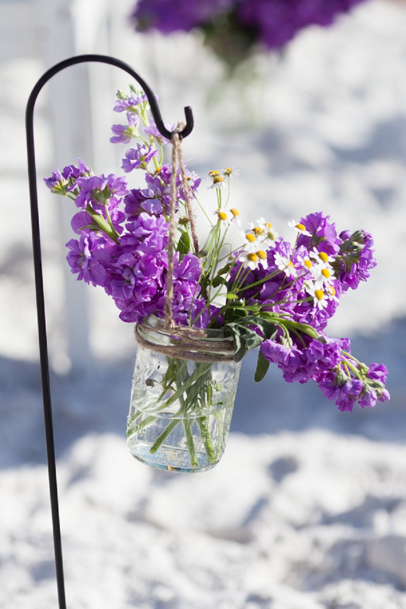 Purple and Gray Boho Chic Beach Wedding via TheELD.com