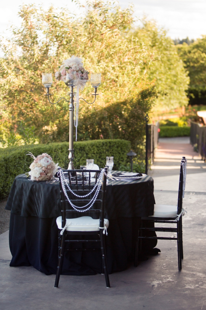 Black, White, & Blush 1920s Wedding Inspiration via TheELD.com