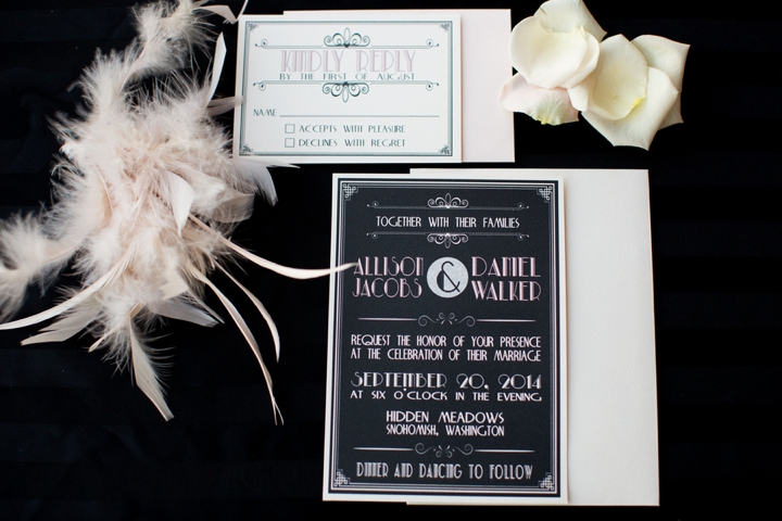 Black, White, & Blush 1920s Wedding Inspiration via TheELD.com