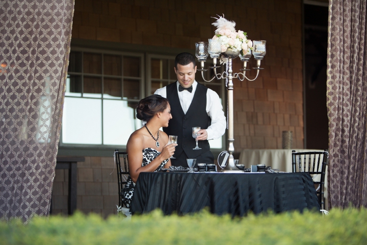 Black, White, & Blush 1920s Wedding Inspiration via TheELD.com