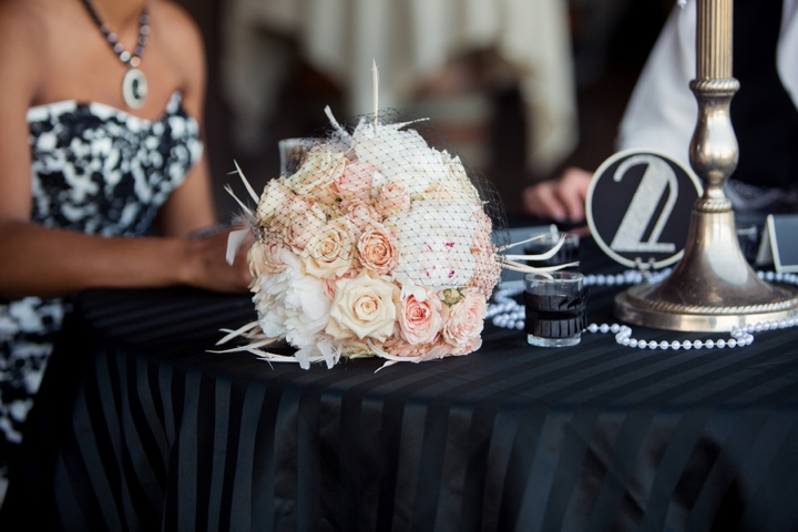 Black, White, & Blush 1920s Wedding Inspiration via TheELD.com