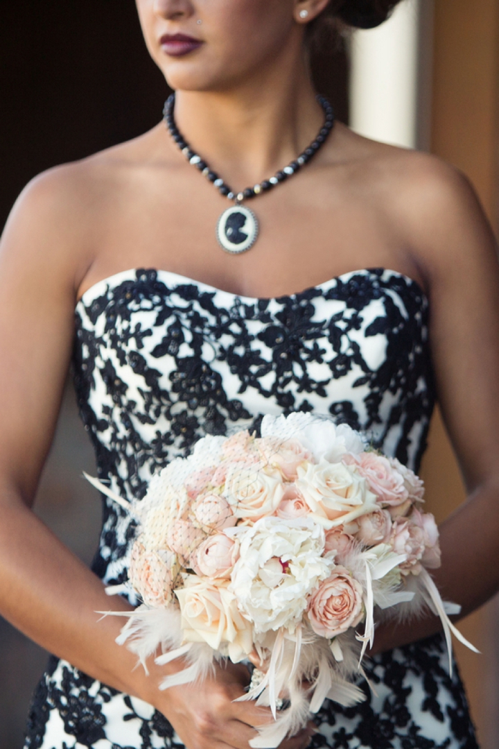 Black, White, & Blush 1920s Wedding Inspiration via TheELD.com