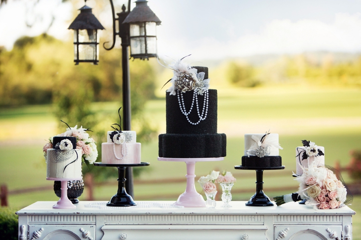 Black, White, & Blush 1920s Wedding Inspiration via TheELD.com