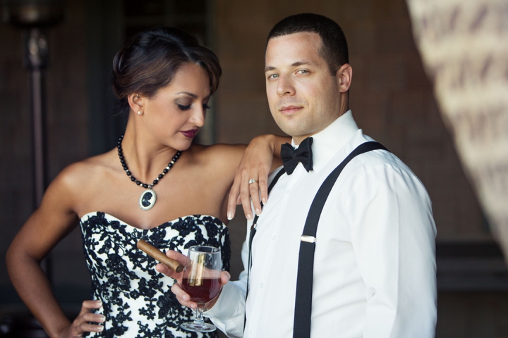 Black, White, & Blush 1920s Wedding Inspiration via TheELD.com