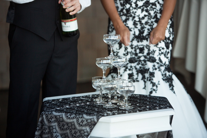 Black, White, & Blush 1920s Wedding Inspiration via TheELD.com