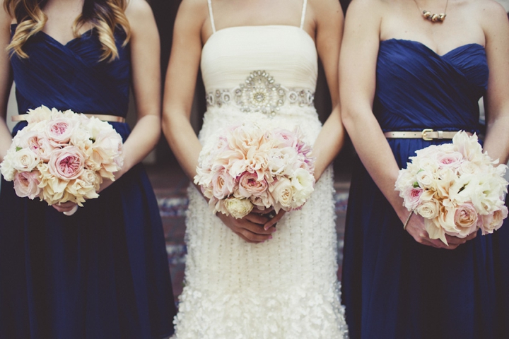 A Romantic Glam Navy, Pink and Gold Wedding via TheELD.com