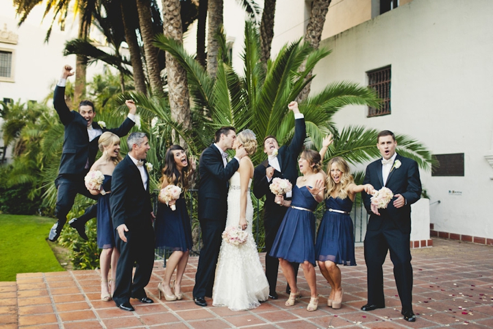 A Romantic Glam Navy, Pink and Gold Wedding via TheELD.com