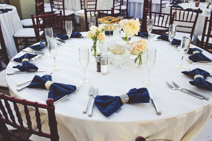 A Romantic Glam Navy, Pink and Gold Wedding via TheELD.com