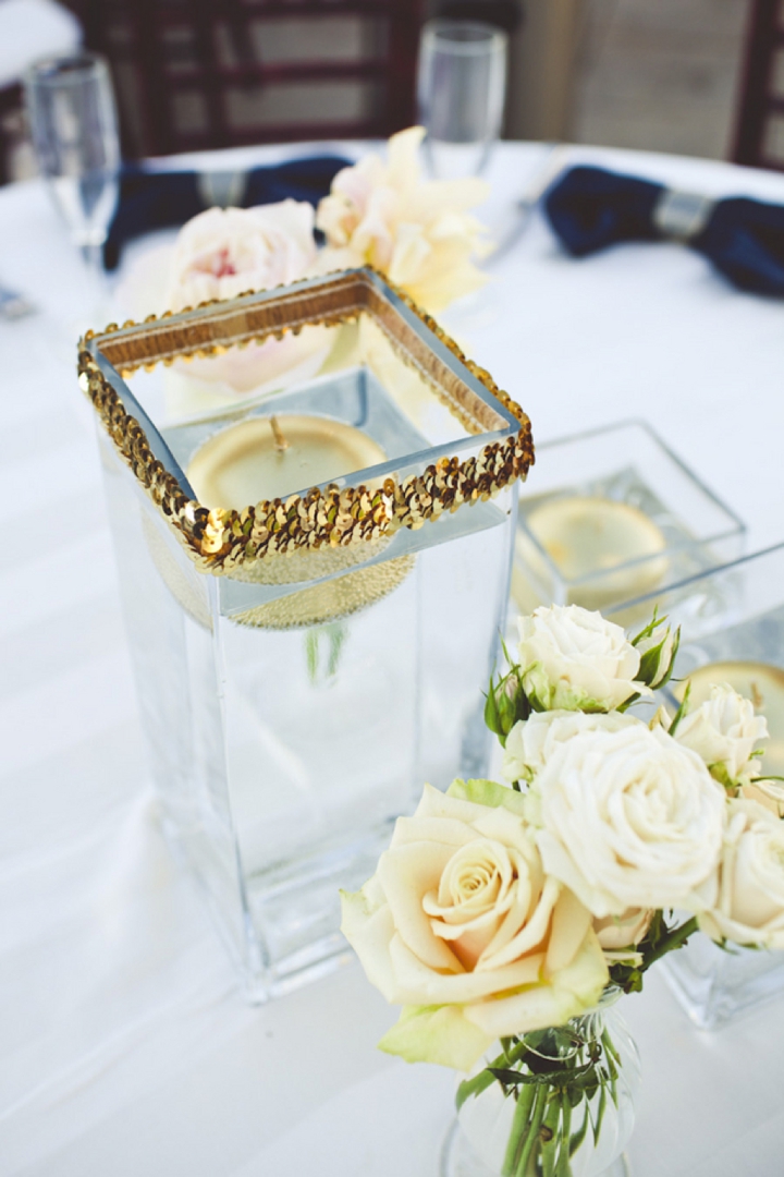 A Romantic Glam Navy, Pink and Gold Wedding via TheELD.com