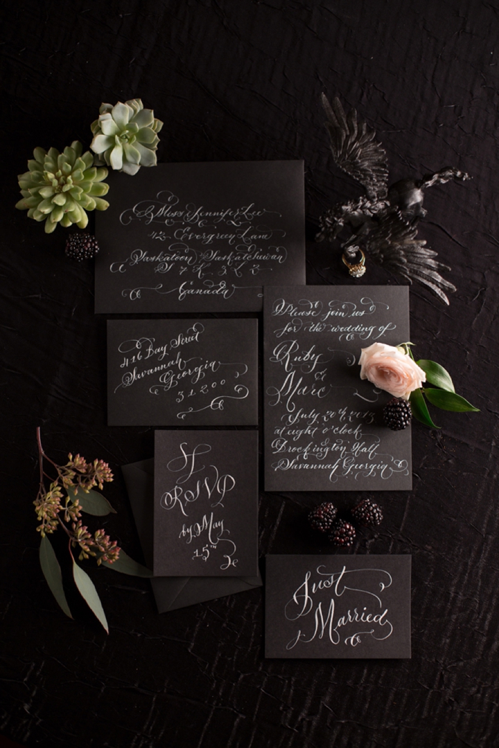 Bold Dramatic Blush and Black Wedding Ideas via TheELD.com