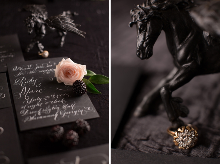 Bold Dramatic Blush and Black Wedding Ideas via TheELD.com