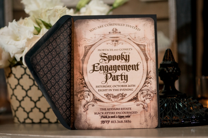 Elegant Halloween Inspired Engagement Party Ideas via TheELD.com