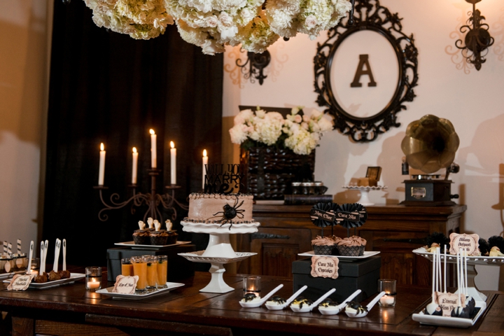 Elegant Halloween Inspired Engagement Party Ideas via TheELD.com