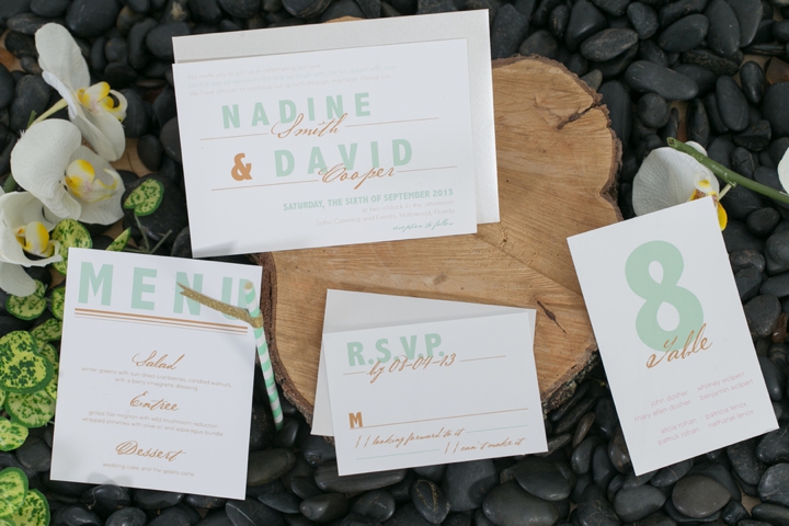 Modern Peach and Mint Wedding Inspiration via TheELD.com