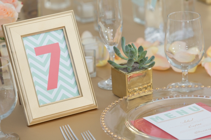 Modern Peach and Mint Wedding Inspiration via TheELD.com