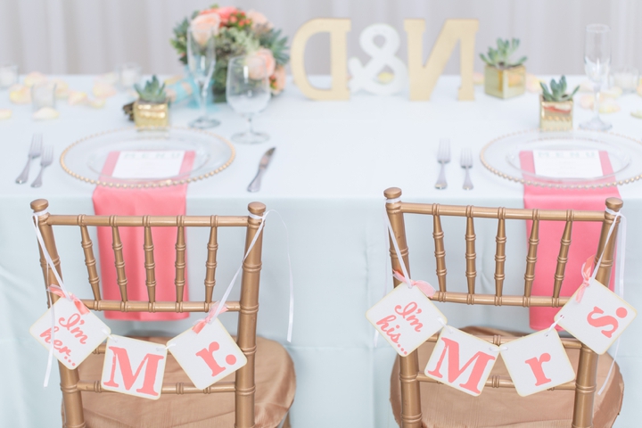 Modern Peach and Mint Wedding Inspiration via TheELD.com