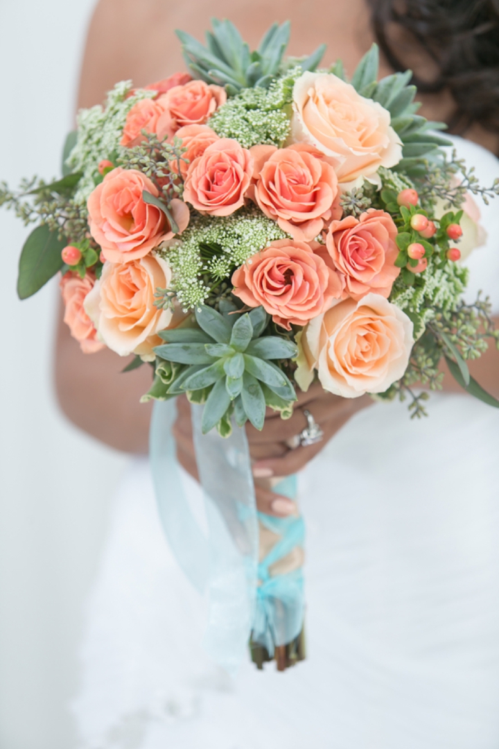 Modern Peach and Mint Wedding Inspiration via TheELD.com