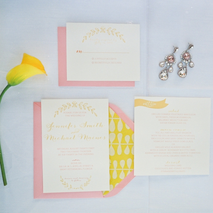 Modern Pink and Yellow Wedding Ideas via TheELD.com