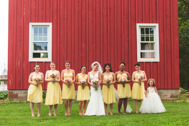 A Yellow and Peach Minnesota Farm Wedding via TheELD.com