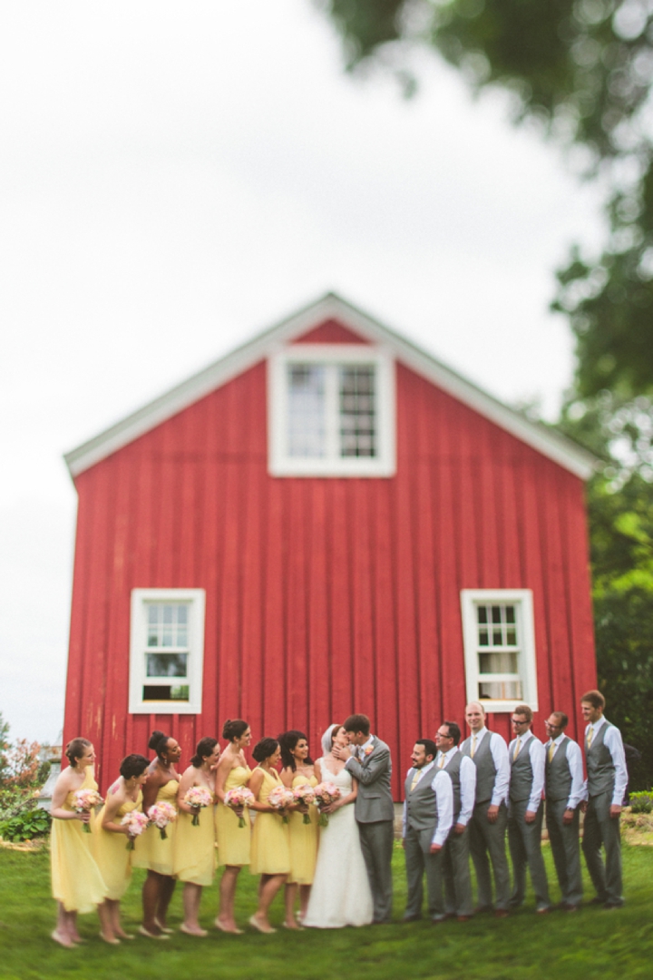 A Yellow and Peach Minnesota Farm Wedding via TheELD.com