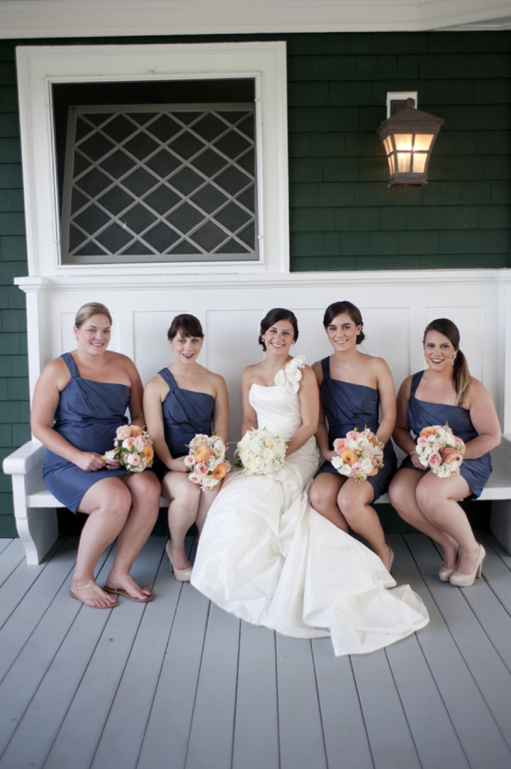 Modern Elegant Peach and Navy Maine Wedding via TheELD.com